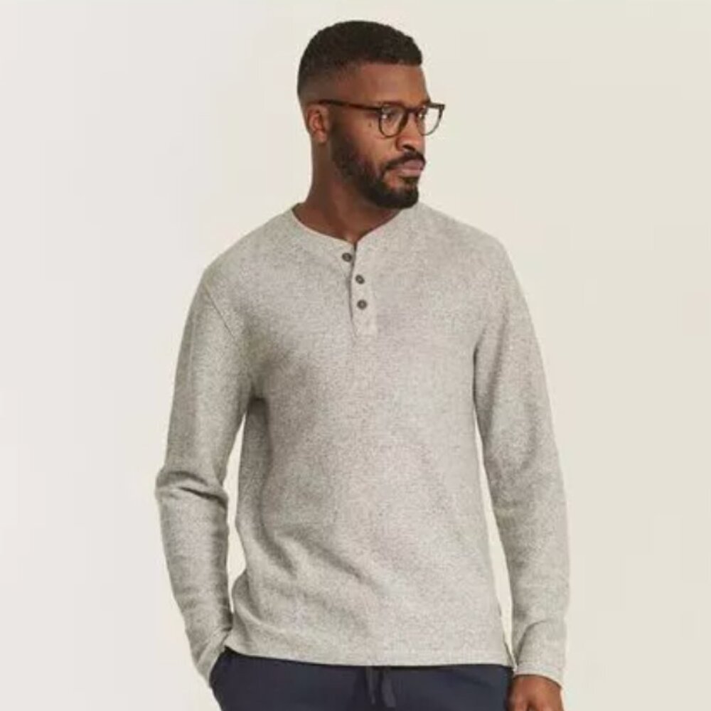 FatFace Mens Winchester Waffle Henley Top
